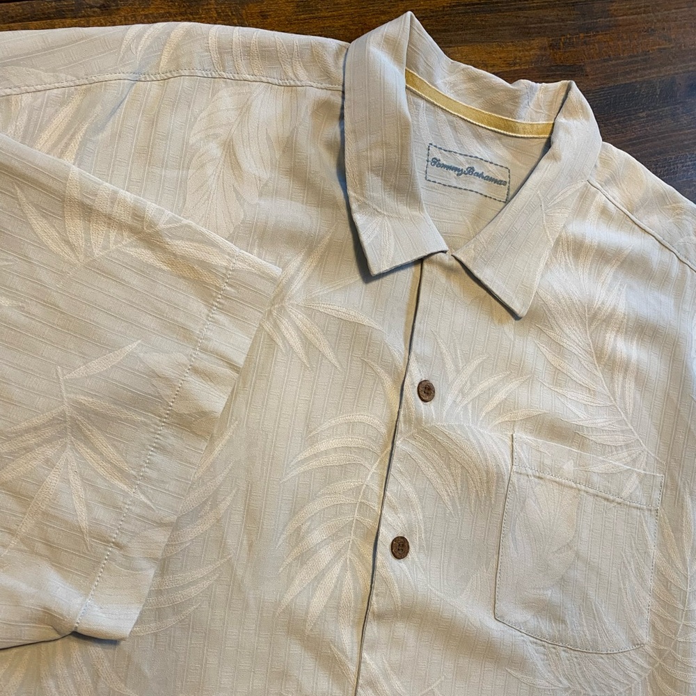Tommy Bahama Shirt Mens 2XL Blue Silk Hawaiian Tropical Floral Camp Button Up